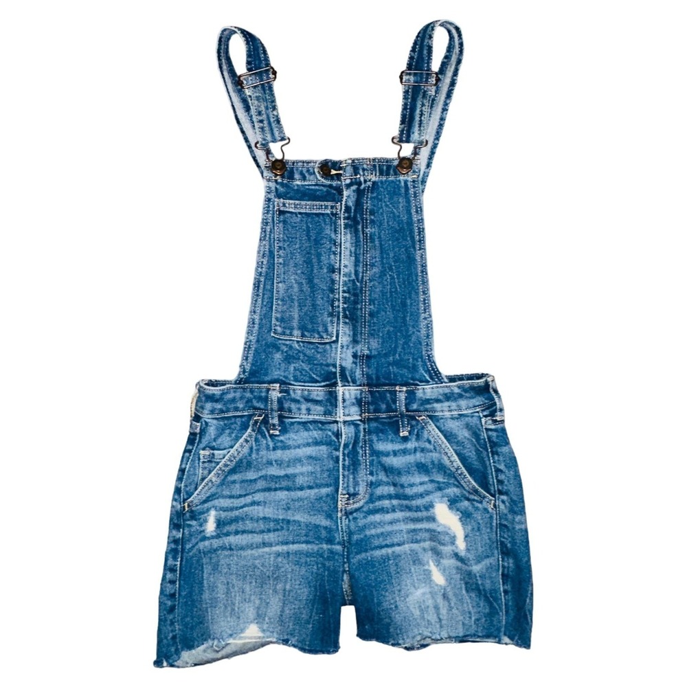 W2 Hollister Overalls Jean Denim Cutoffs Grunge XS Distressed Womens